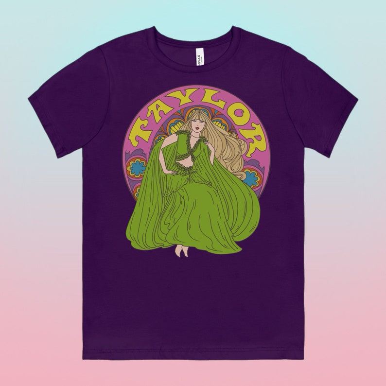 Taylor Swift Shirt...Bohemian Taylor Swift Shirt...Folklore Era Taylor Swift...Elegant Taylor Swift Tee...Mucha Style T-shirt...Tshirt Team Purple