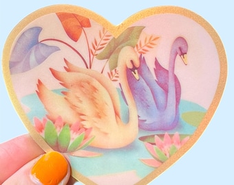 Swan Friends Sticker...Shiny Vaporwave Waterproof Vinyl