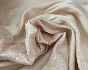 100% Pure Silk Cream Fabric, Natural Dupioni Silk Fabric