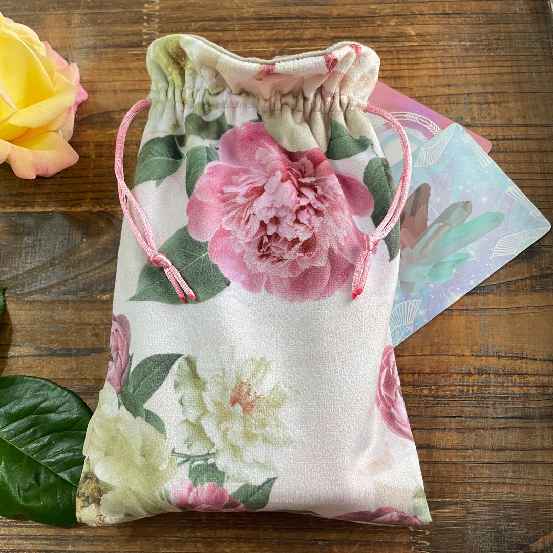 Pink Peony Deluxe Velvet Tarot Bag Oracle Pouch Customise With Charms ...