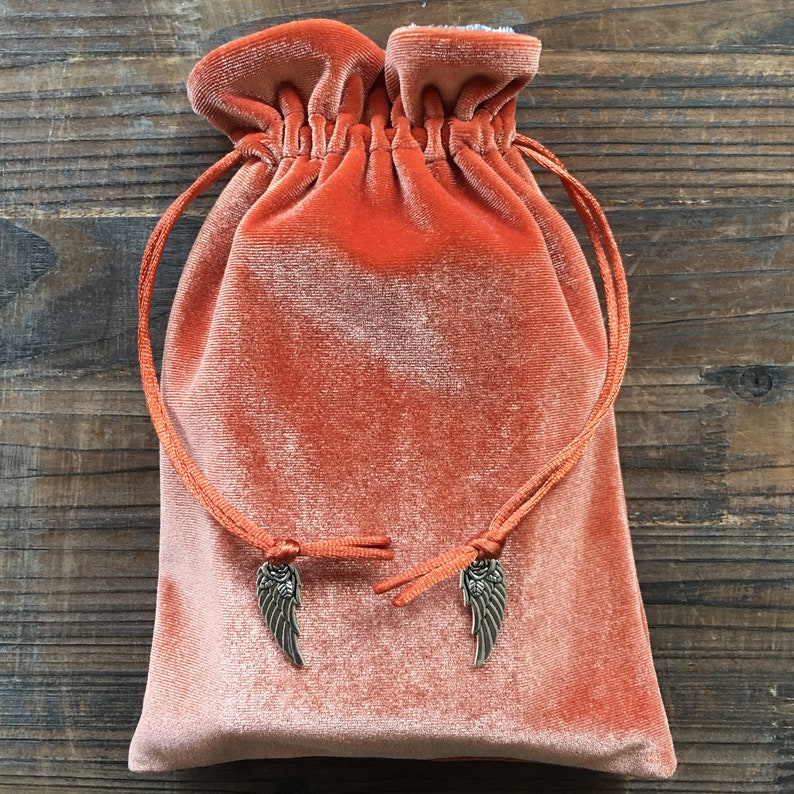 Orange /'Tangerine/' Premium Tarot Bag Oracle Pouch Wicca YOUR CHOICE of CHARMS Magick Tarot Cards Angel. Pagan