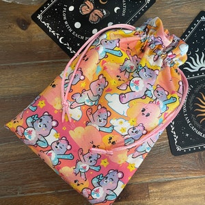 Care Bear Pastel Tarot Bag Oracle Pouch Drawstring Bag. Customise with Charms.