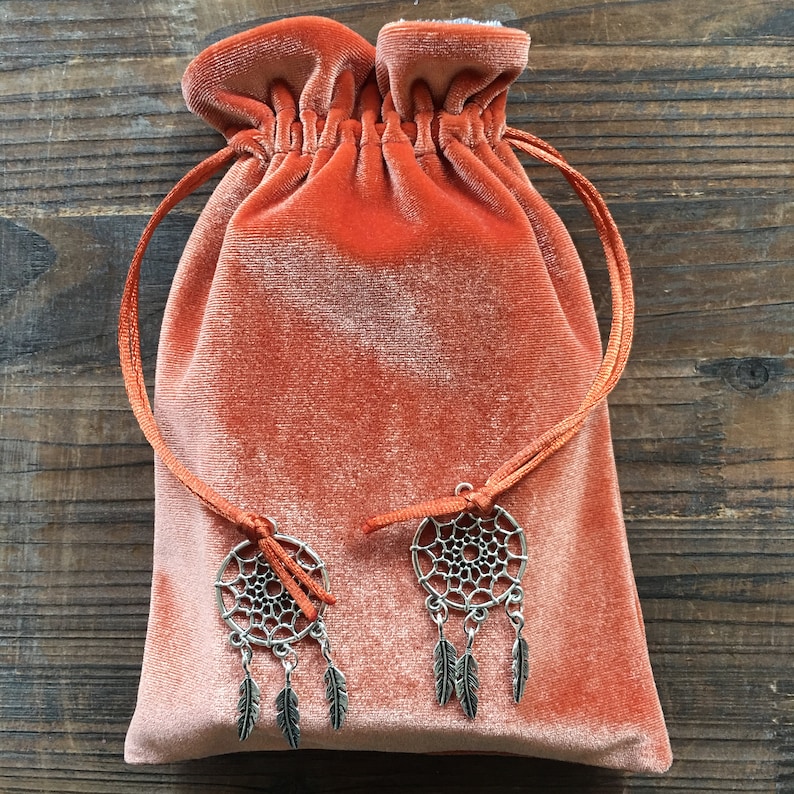 Orange /'Tangerine/' Premium Tarot Bag Oracle Pouch Wicca YOUR CHOICE of CHARMS Magick Tarot Cards Angel. Pagan