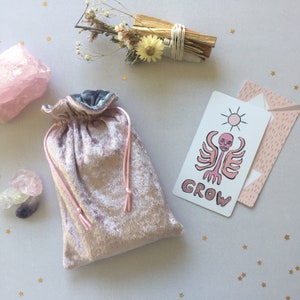 Blush Pink 'Rose Quartz' Velvet Tarot Bag Oracle Pouch | Customise with Charms.
