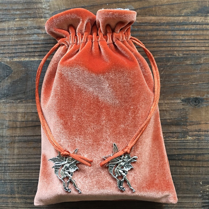 Orange /'Tangerine/' Premium Tarot Bag Oracle Pouch Wicca YOUR CHOICE of CHARMS Magick Tarot Cards Angel. Pagan