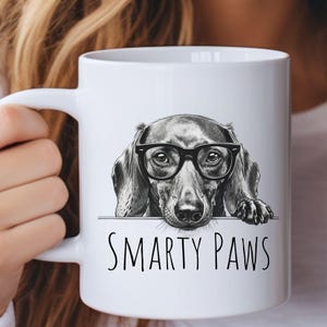 Dachshund Mug with Glasses: Sausage Dog Coffee Cup - Doxie Lover Gift