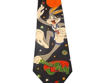 Vintage 1996 Space Jam Sidenslips Bugs Bunny Basketball Marinblå Warner Bros