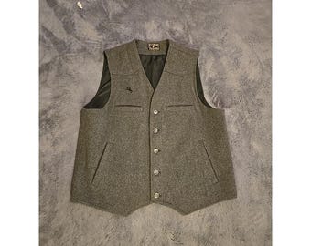 Wyoming Traders Herr L Grå Ull Western Väst Cowboy Ranch Button Down
