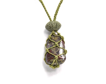 Dragon's Blood Diffuser Necklace, Macrame Necklace, Dragon's Blood