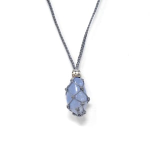 Blue Lace Agate Necklace, Macrame Necklace, Blue Lace Agate