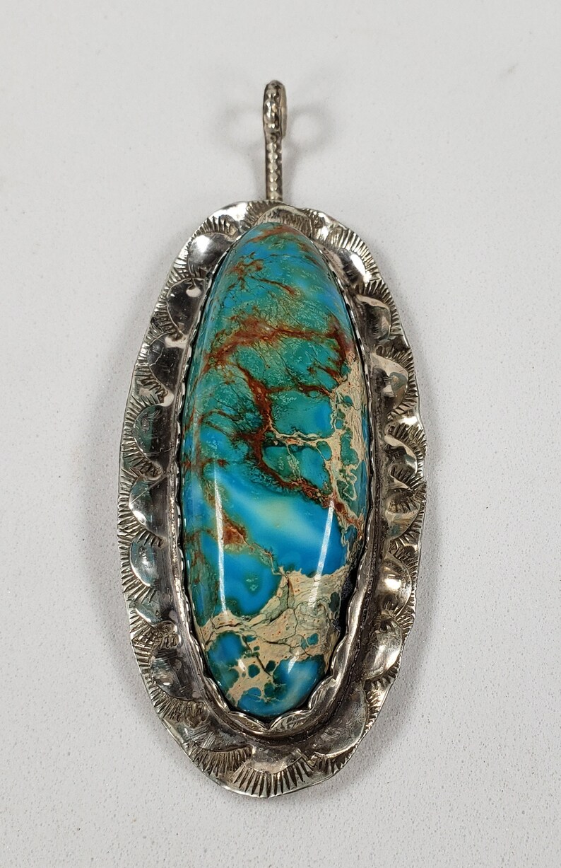 Sterling Silver Pendant with Sea Jasper Cabochon