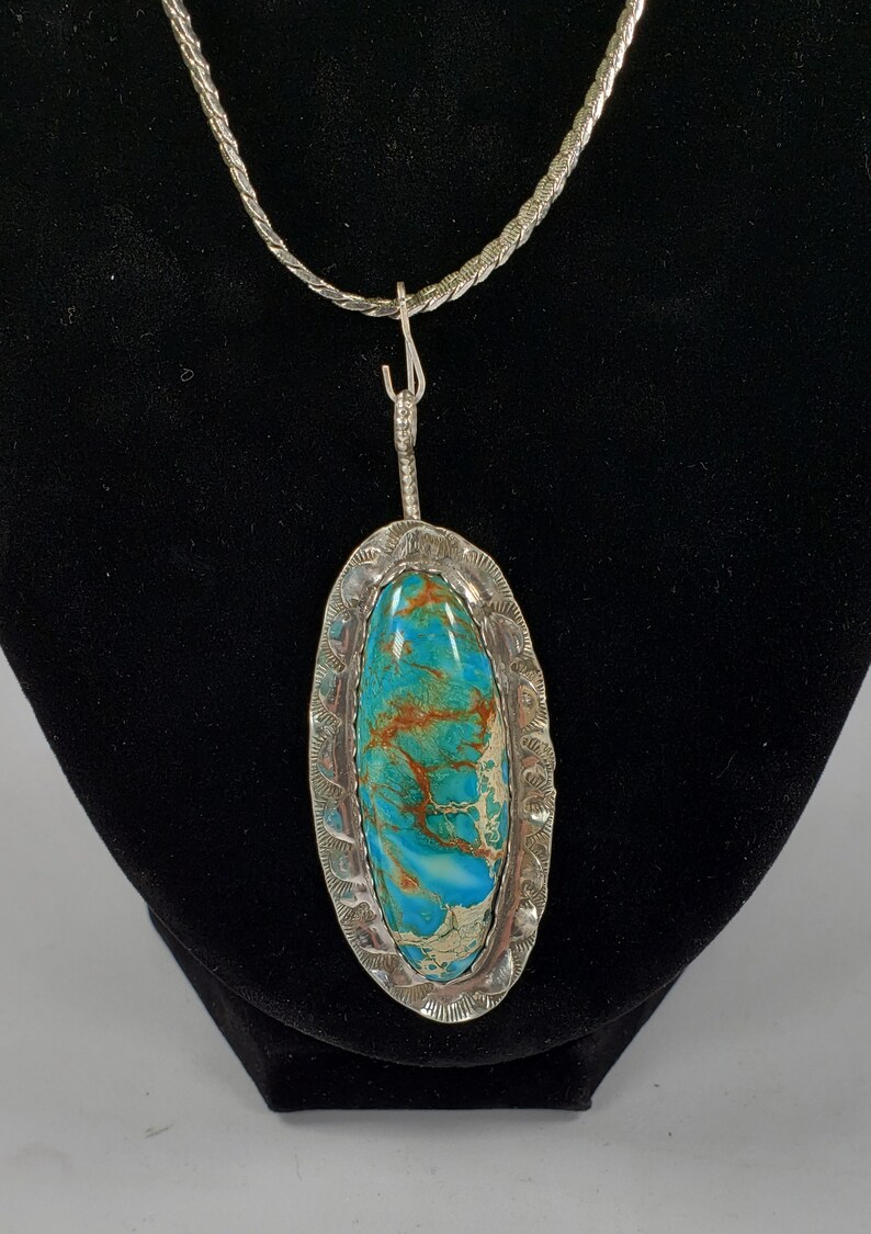 Sterling Silver Pendant with Sea Jasper Cabochon