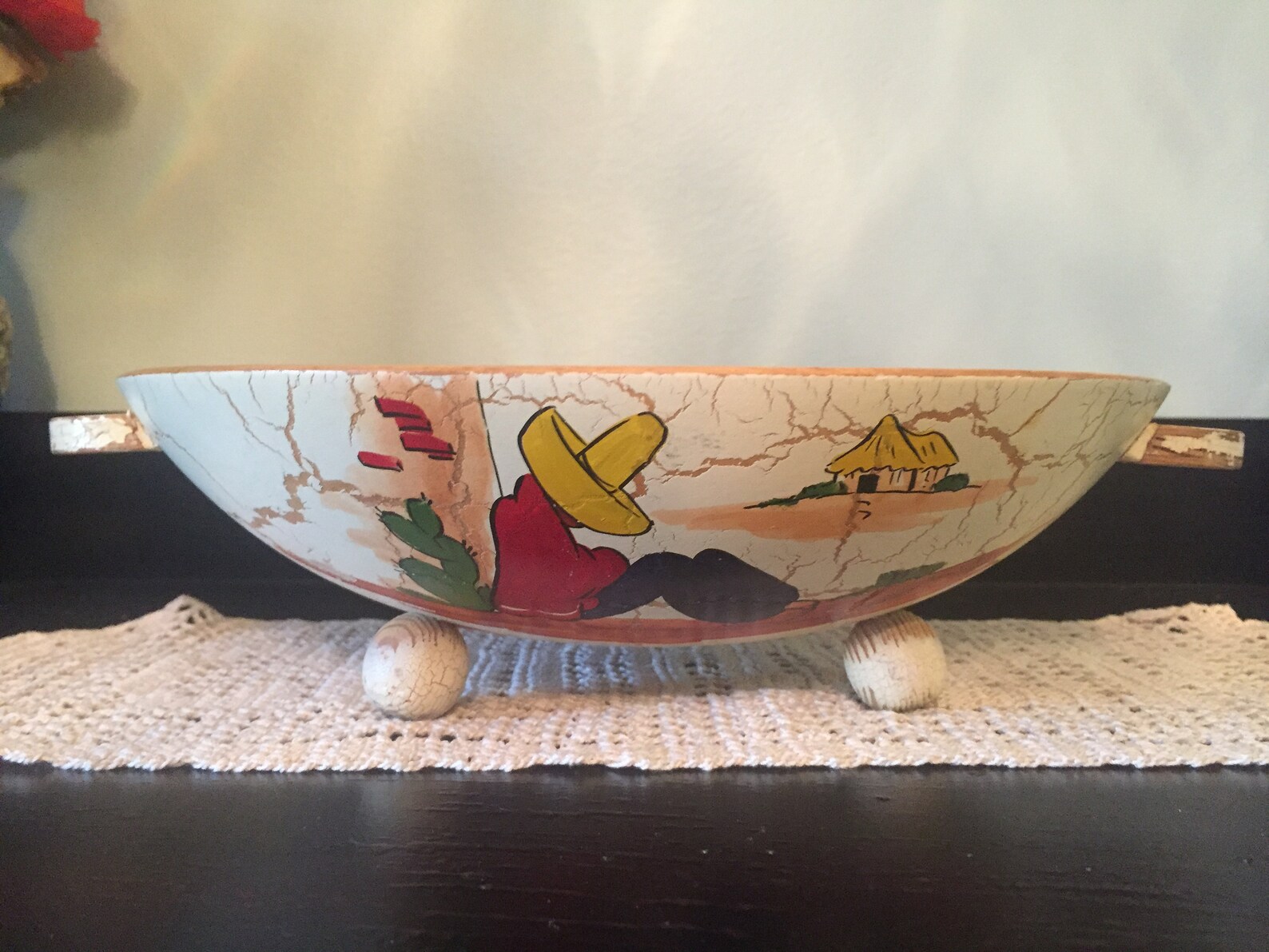 Wooden dough Bowl With Painting - Etsy