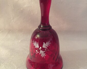 Fenton Bell Red with Holly Signed by A. Mason