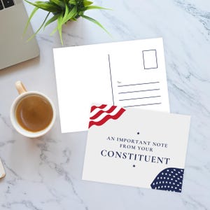 Cartão postal para impressão para escrever para seus representantes eleitos, download de cartão postal para eleitores, uma mensagem importante do seu eleitor,