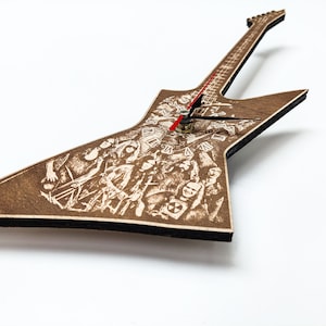 Gary Rossington Inspired Wooden Guitar Wall Clock