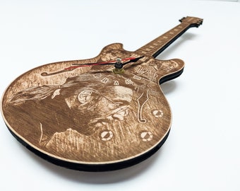 John Lennon Inspired Wooden Guitar Wall Clock