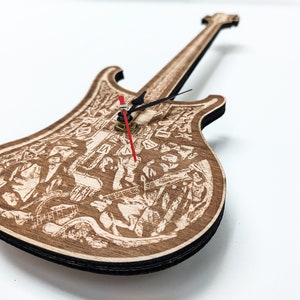 Lemmy Kilmister Inspired Wooden Guitar Wall Clock