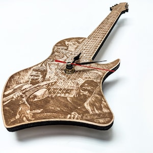 Tosin Abasi Inspired Wooden Guitar Wall Clock