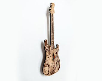 John Frusciante Inspired Wooden Guitar Wall Clock
