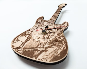 John Frusciante Inspired Wooden Guitar Wall Clock