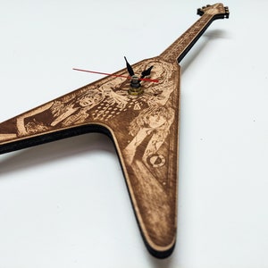 Randy Rhoads Inspired Wooden Guitar Wall Clock
