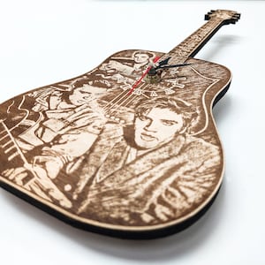 Elvis Presley Inspired Wooden Guitar Wall Clock