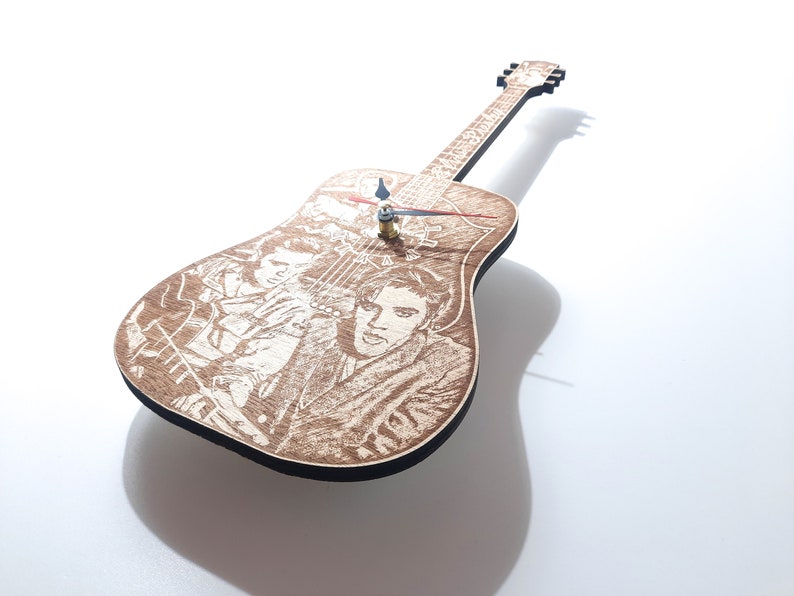 Elvis Presley Inspired Wooden Guitar Wall Clock Etsy