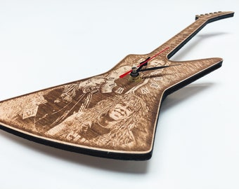 James Hetfield Inspired Wooden Guitar Wall Clock