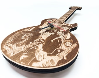 Slash Inspired Wooden Guitar Wall Clock