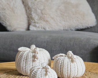 Crochet White Pumpkin Pattern, Fall Decor (PDF Download)