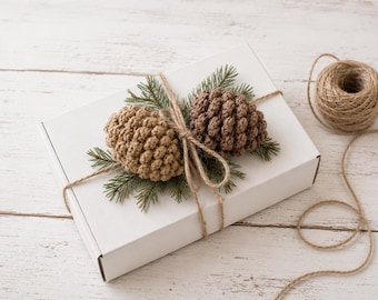 Crochet Pinecone Ornament Pattern, Rustic Christmas Garland PDF, Holiday Decor Tutorial