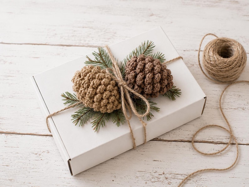 Crochet Pinecone Ornament Pattern, Rustic Christmas Garland PDF, Holiday Decor Tutorial image 3