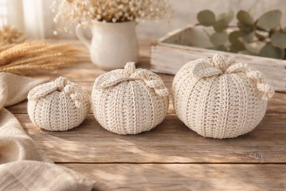 Crochet White Pumpkin Pattern, Fall Decor (PDF Download)