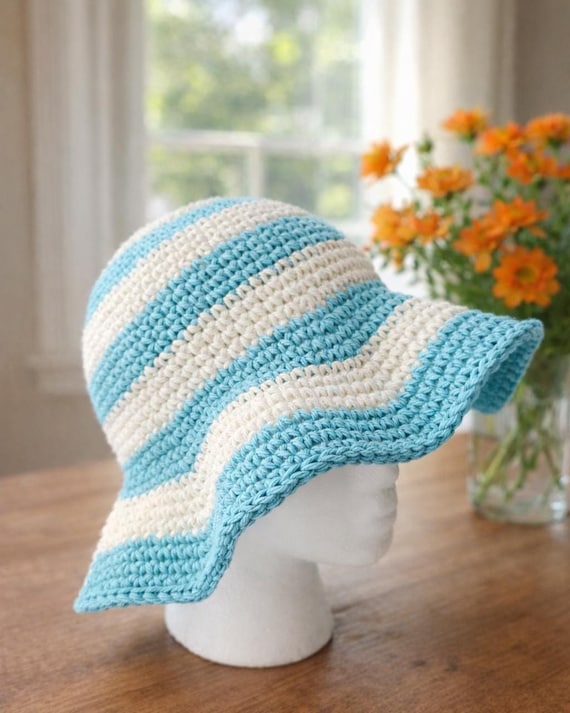 Crochet Summer Sun Hat Pattern, Beginner Friendly Bucket Hat (PDF Download)
