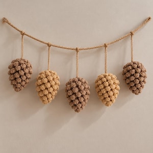 Crochet Pinecone Ornament Pattern, Rustic Christmas Garland PDF, Holiday Decor Tutorial image 4