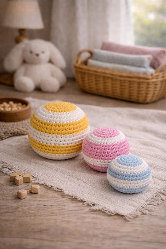 Crochet Baby Sensory Ball Pattern | Montessori Toy, 3 Sizes (PDF Pattern)