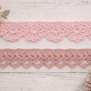 2 Crochet Lace Border Patterns PDF, Vintage Trim Edging, Easy Decorative Lace Tutorial