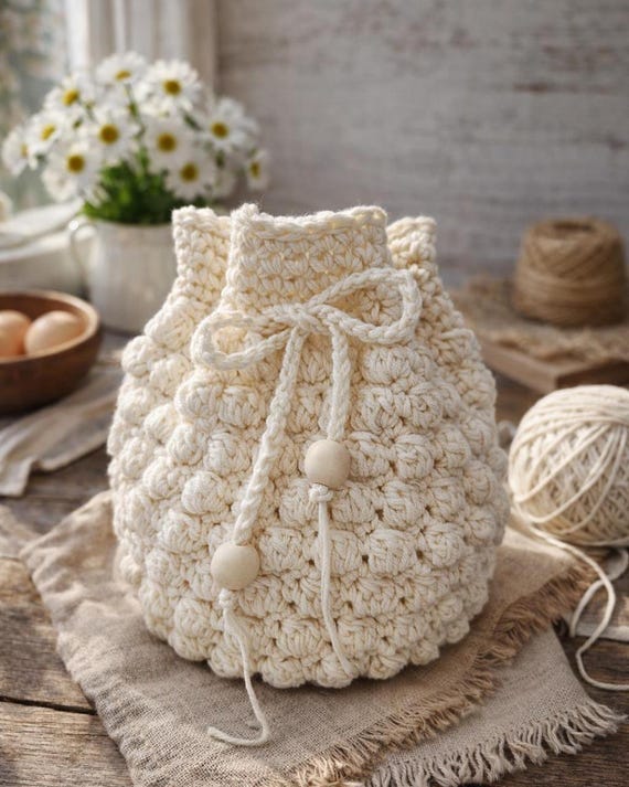 Crochet Mini Drawstring Pouch Pattern, Beginner Friendly, Small Coin Purse, Jewelry Pouch, Gift Bag, PDF Download