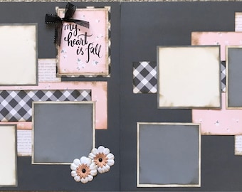 My Heart is Full pre made two page 12x12 scrapbook completed layout