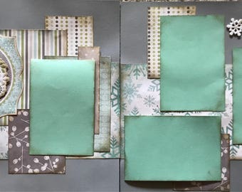Winter Time pre made 2 page scrapbook layout