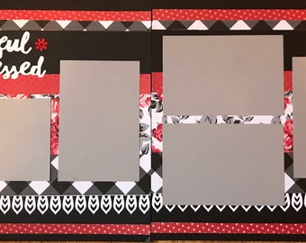 Thankful and Blessed pre made two page scrapbook layout. SALE