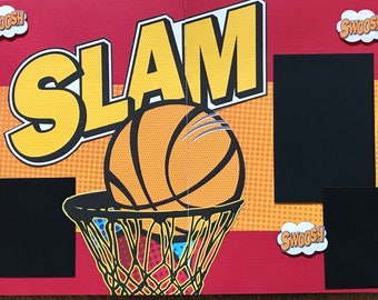 SLAM basketball pre made two page 12x12 scrapbook layout