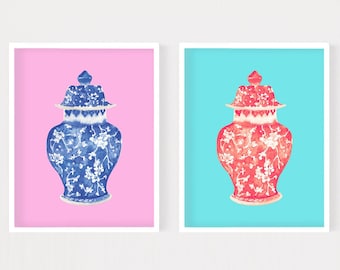 Chinoiserie Vase of Roses Printable Art Instant Download - Etsy