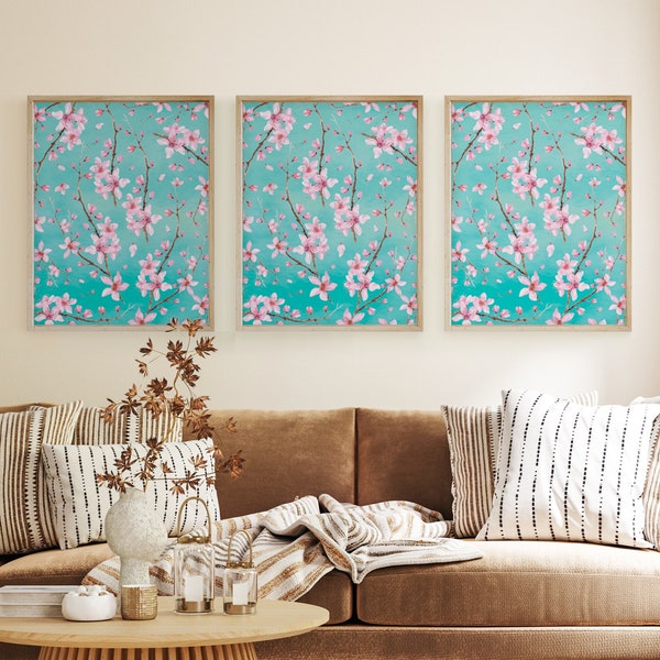 Watercolor Cherry Blossoms Printable Art, Instant Digital Download spring blossom art sakura painting chinoiserie print japanese oriental