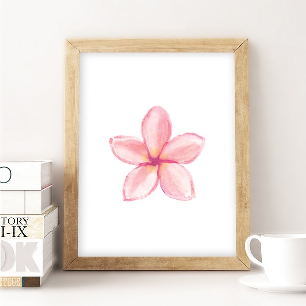 Watercolor Frangipani Art Printable, Instant Download tropical flower print tropical print tropical floral art, Hawaii art hawaii print gift