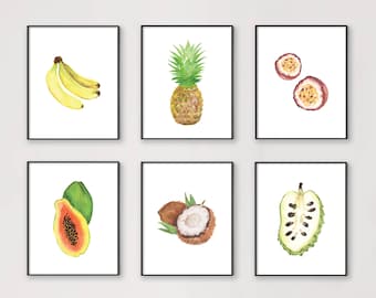 Tropical fruit print | Etsy