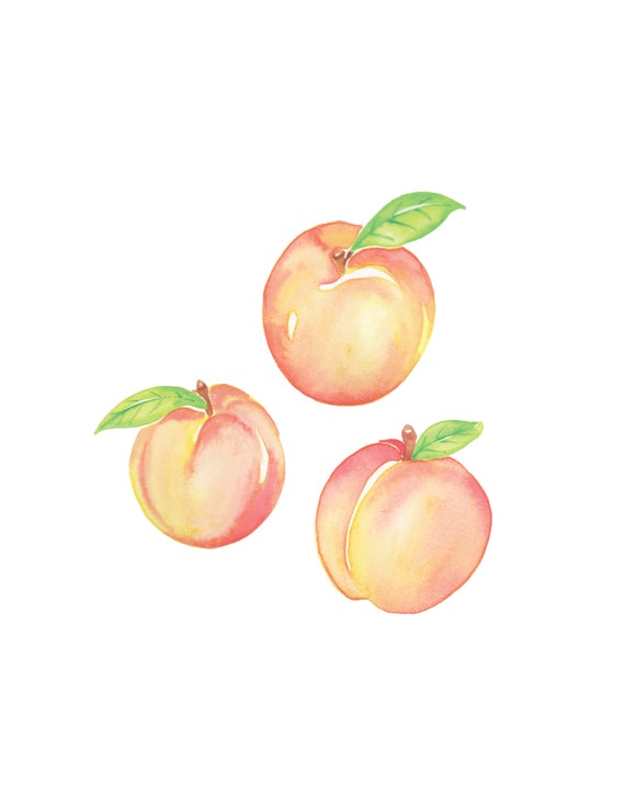 Watercolor Peaches Printable Art Print Instant Digital | Etsy