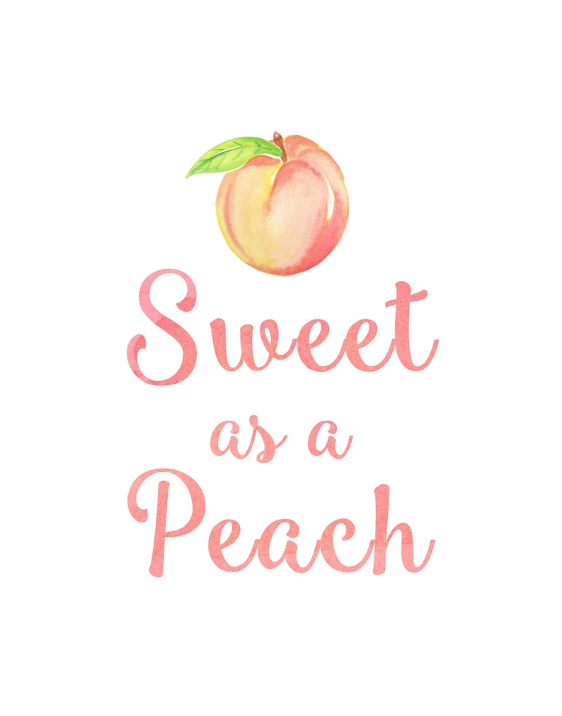 Sweet as a Peach Nursery Printable Art Set of 3 Watercolor Etsy