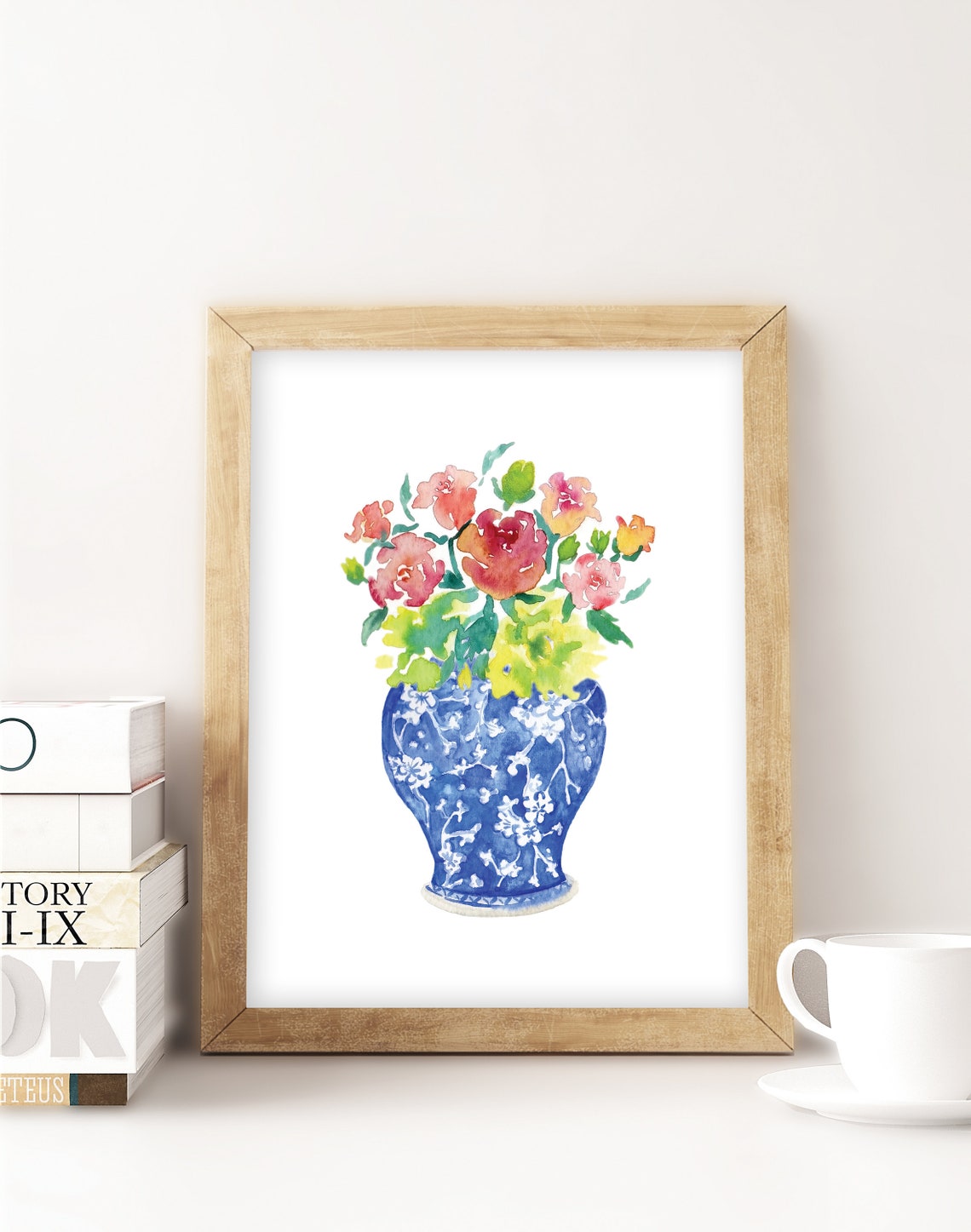 Chinoiserie Vase of Roses Printable Art Instant Download | Etsy